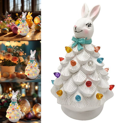Easter decorated Christmas tree with a rabbit
