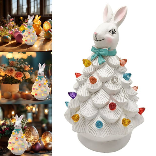 Easter decorated Christmas tree with a rabbit