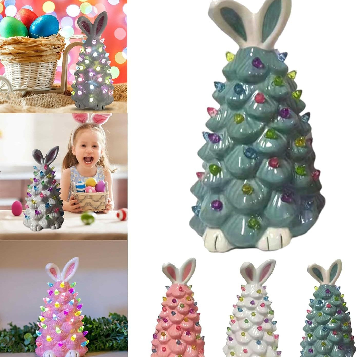 Easter decorated Christmas tree with a rabbit