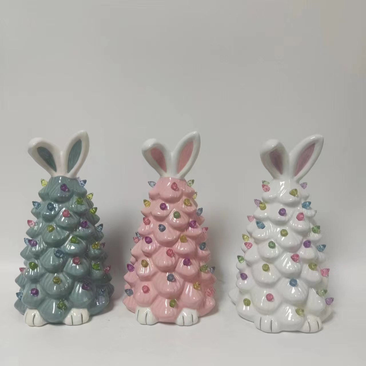 Easter decorated Christmas tree with a rabbit